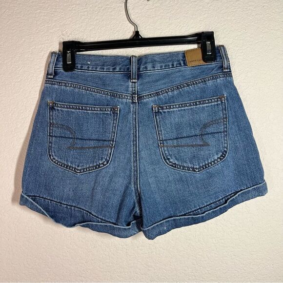 American Eagle Blue High Rise Cuffed Mom Short Shorts Women's Size 4 - Picture 3 of 8